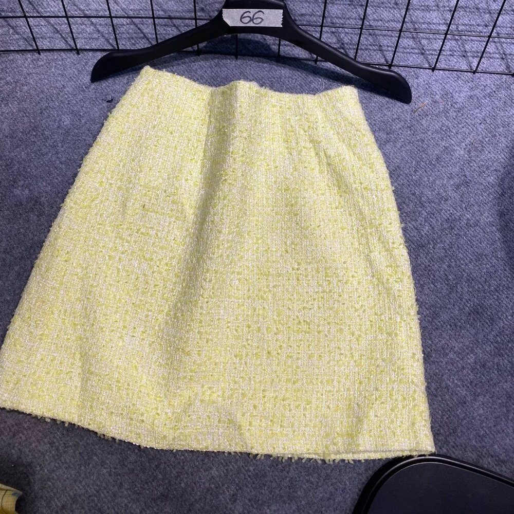 💛 Yellow Tweed Mini Skirt A-Line Elegant